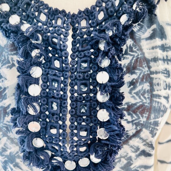 Tory Burch Blue Tunic top size 8 - Picture 3 of 7